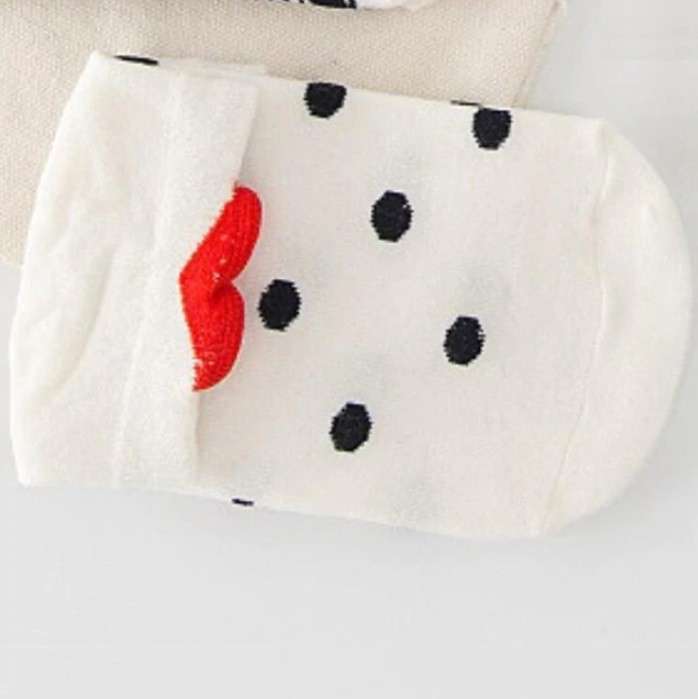 Шкарпетки жіночі з вушками Серця в горошок JMM 35-39 Білий з принтом