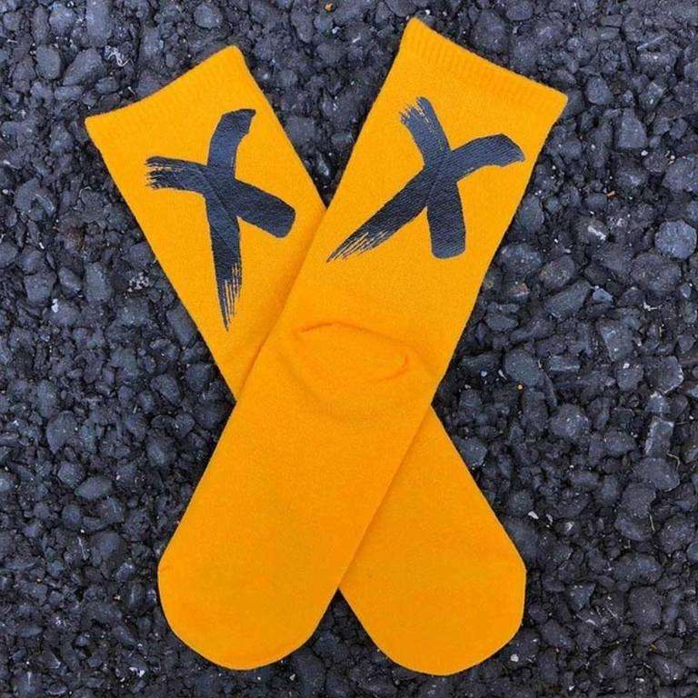 Шкарпетки високі в стилі хіп-хоп Х SGEDONE 41-45 Світло-жовтий з чорним