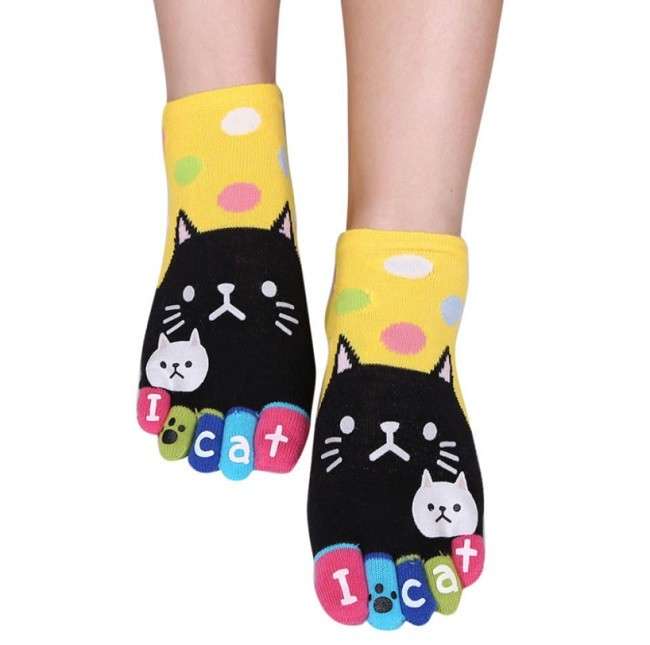 Шкарпетки з пальцями Привіт Кіт JOKEJOLLY 36-40 Жовтий