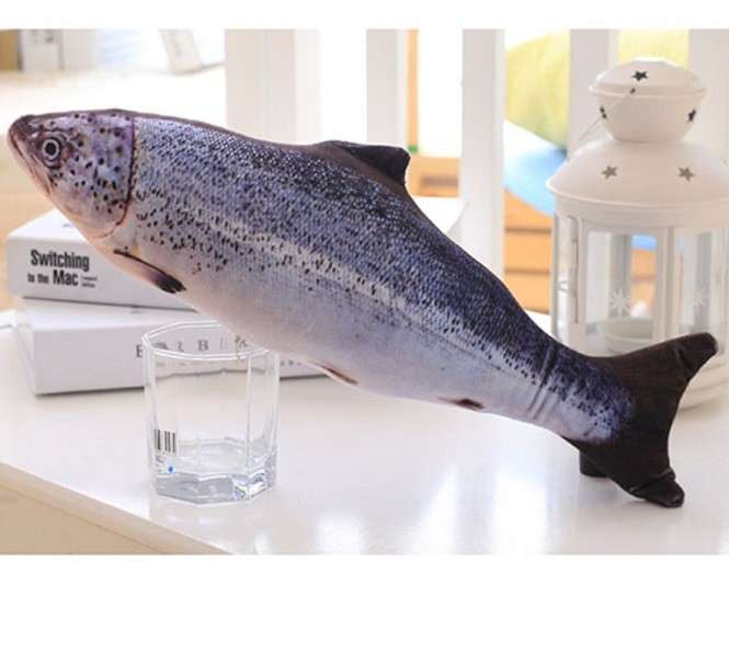 Риба іграшка для кота плюшева 3D Форель CatNip з котячою м’ятою