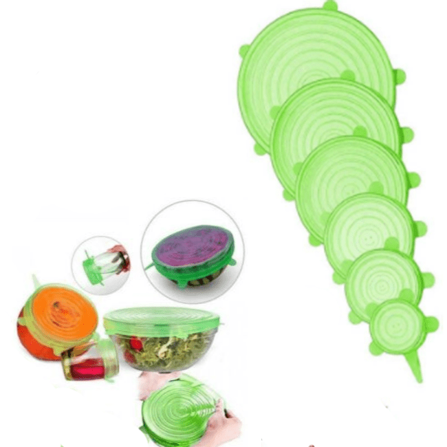 Набір силіконових кришок для посуду Chizequar універсальні 6 шт. зелені