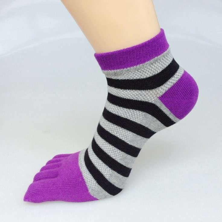 Шкарпетки з пальцями смугасті MUQGEW 36-40 Фіолетовий