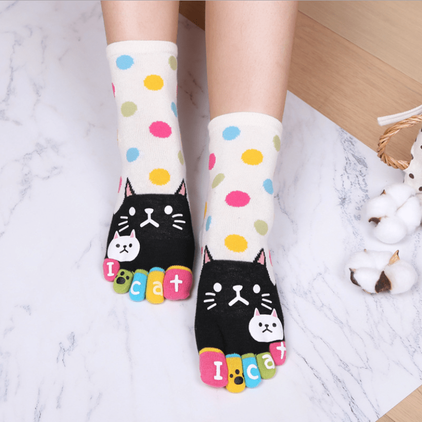 Шкарпетки з пальцями Привіт Кіт JOKEJOLLY 36-40 Білий