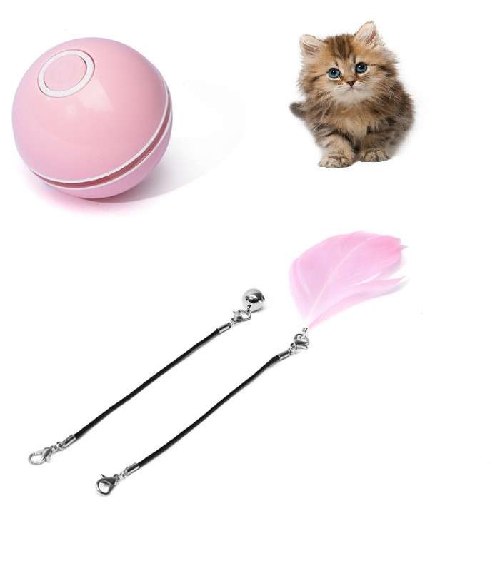 Іграшка для кішок М’ячик з лазером Доганяйка CatNip LED інтерактивна рожевий