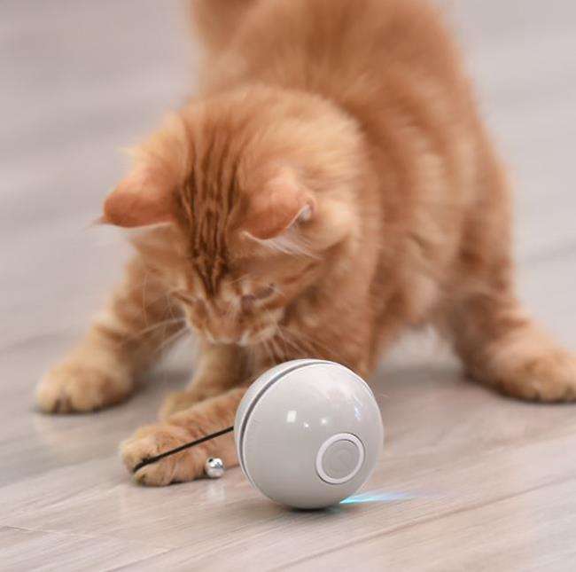 Іграшка для кішок М’ячик з лазером Доганяйка CatNip LED інтерактивна сірий