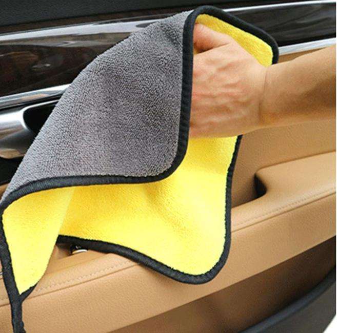Рушник з мікрофібри для авто Bossnice 30×30 см жовто-сірий