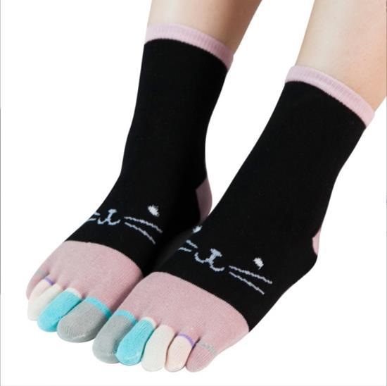 Шкарпетки з пальцями Щаслива Кішка JOKEJOLLY 36-39 чорно-рожевий