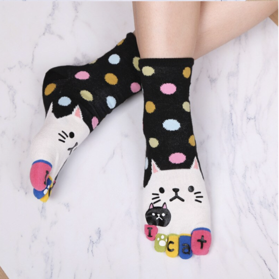 Шкарпетки з пальцями Привіт Кіт JOKEJOLLY 36-40 Чорний