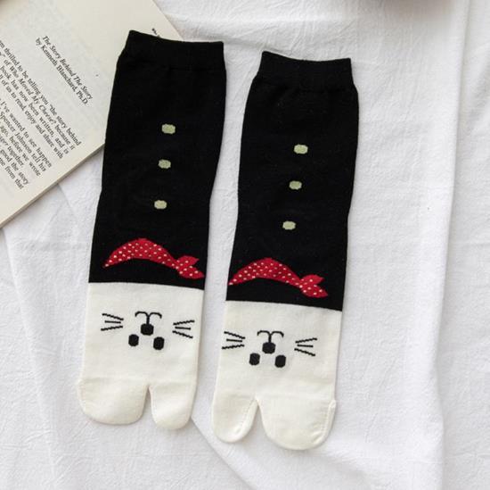 Шкарпетки з двома пальцями Кошеня Kiki Sox 36-40 жіночі чорний