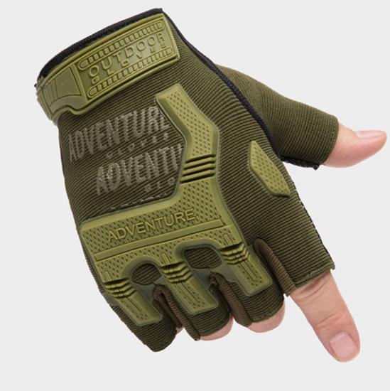 Тактичні рукавички без пальців із захистом кістяшок Adventure L хакі