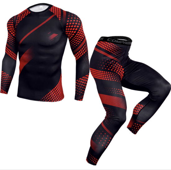 Комплект для тренувань компресійний одяг LHPWTQ М чорно-червоний
