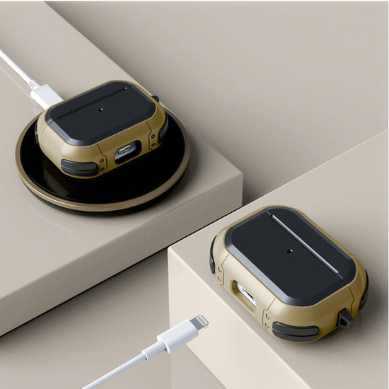 Силіконовий чохол для навушників AirPods 3 Strip CASPTM чорно-золотий