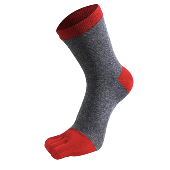 Шкарпетки з пальцями високі VERIDICAL 41-44 Сіро-червоний