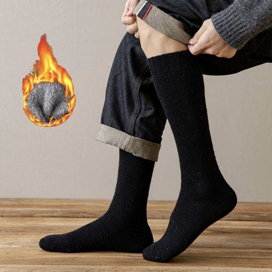 Високі шерстяні шкарпетки теплі YIBATE 37-43 чорний
