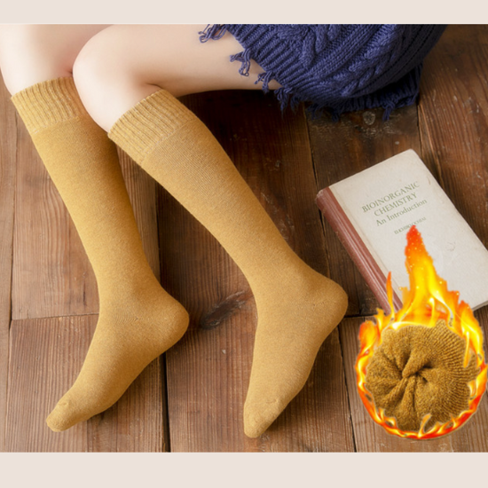 Жіночі високі вовняні шкарпетки теплі YIBATE 36-42 куркума