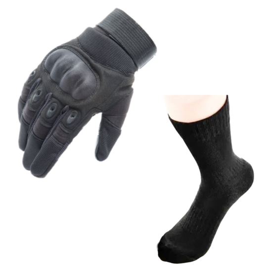 Набір армійські теплі шкарпетки та тактичні рукавички чорний