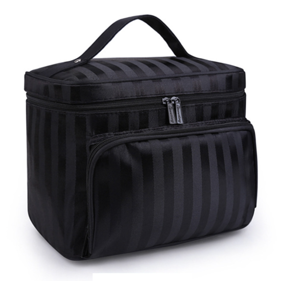 Косметичка дорожня жіноча Чорний із смужкою Travel bag 22 х 17 х 16 см