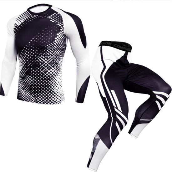Комплект для тренувань компресійний одяг LHPWTQ L чорно-білий