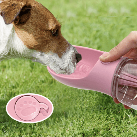 Прогулянкова поїлка для собак Dogbaby пляшка для води 350 мл рожевий