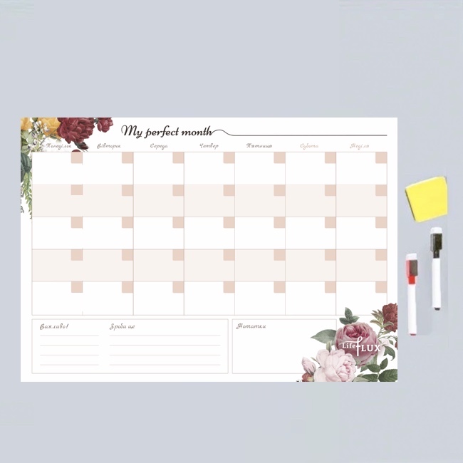 Магнітний Планер на місяць My Perfect Month Троянди LifeFLUX А3