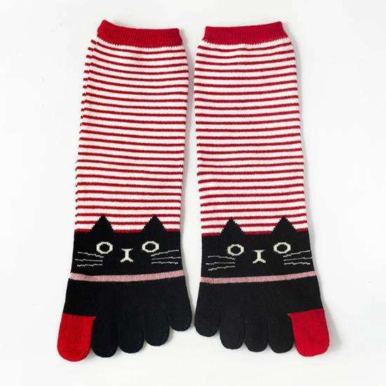 Шкарпетки з пальцями високі Кіт Баюн Kiki Sox 37-39 червоний