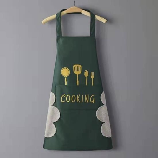 Фартух на кухню жіночий із рушниками для рук і кишенею Cooking Szkoy зелений