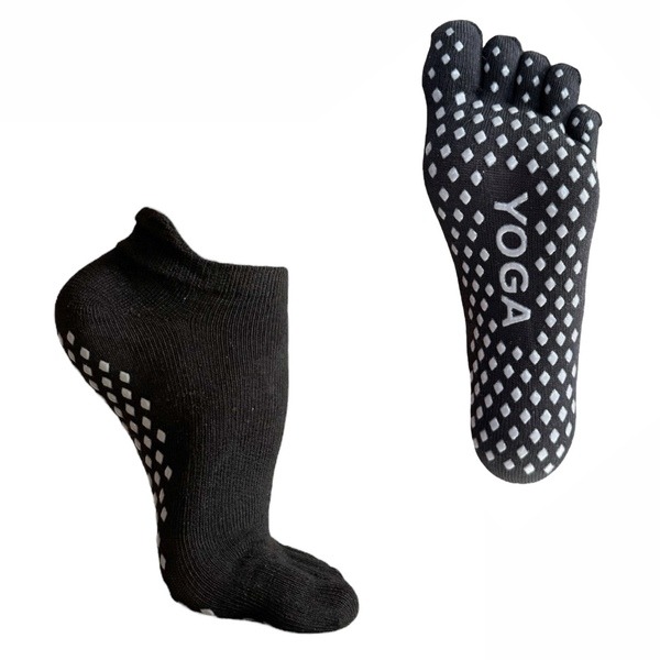 Шкарпетки для Йоги П’ять Пальців Coco Lauderly 34-38 Антиковзна Підошва чорний