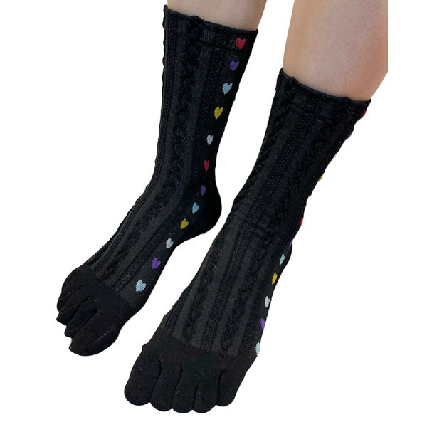 Шкарпетки на кожен палець із сердечками Soda 37-40 чорний