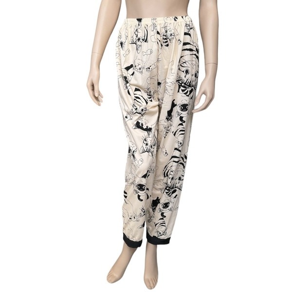 Широкі жіночі штани з котами Милий Кіт XS-S Doyuin бежевий
