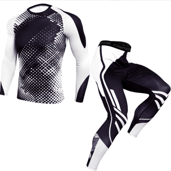 Комплект для тренувань компресійний одяг LHPWTQ M чорно-білий