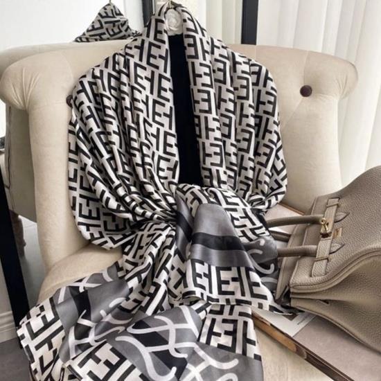 Шарф жіночий Класична мода Xingyan штучний шовк чорно-білий