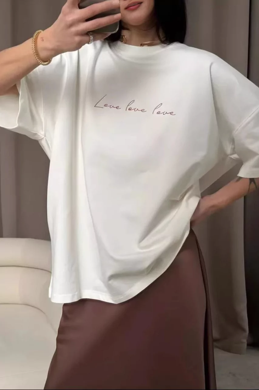 Біла футболка оверсайз Love Love Love Love Apmi білий